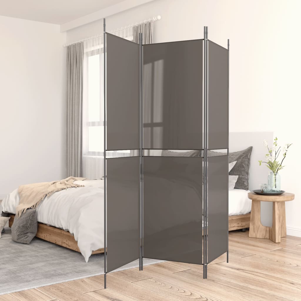 Divisorio a 3 Pannelli Antracite 150x180 cm in Tessuto - homemem39
