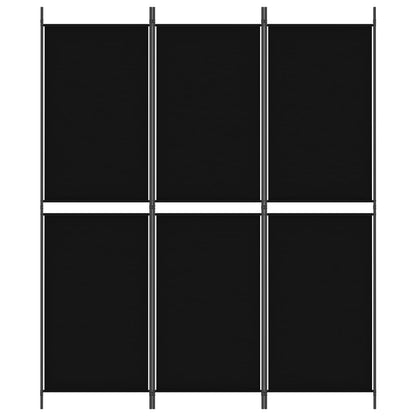 Divisorio a 3 Pannelli Nero 150x180 cm in Tessuto