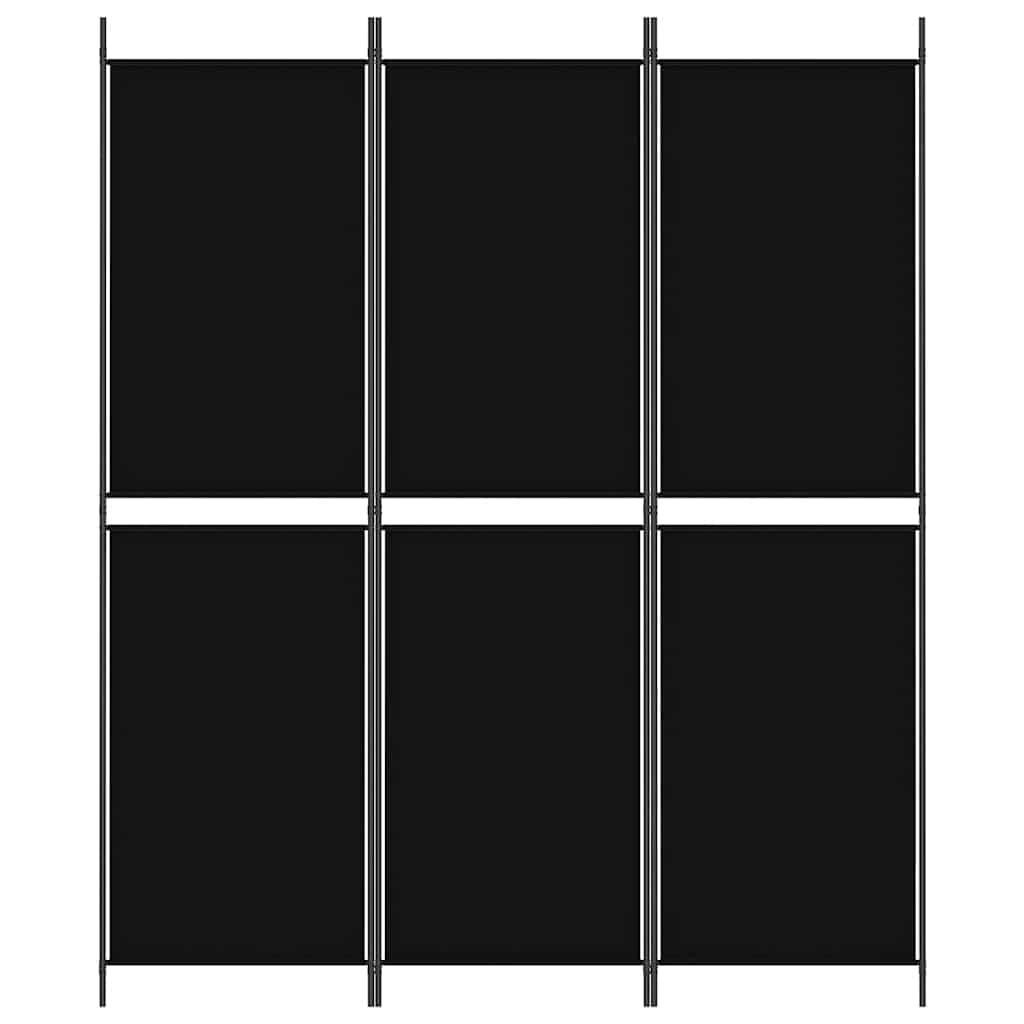 Divisorio a 3 Pannelli Nero 150x180 cm in Tessuto - homemem39