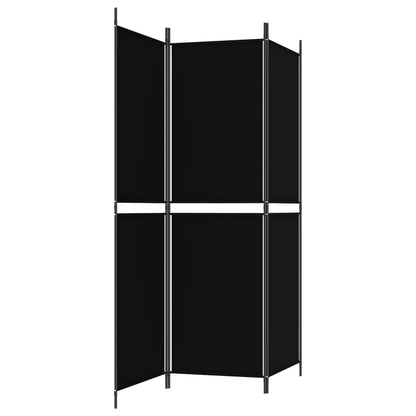 Divisorio a 3 Pannelli Nero 150x180 cm in Tessuto