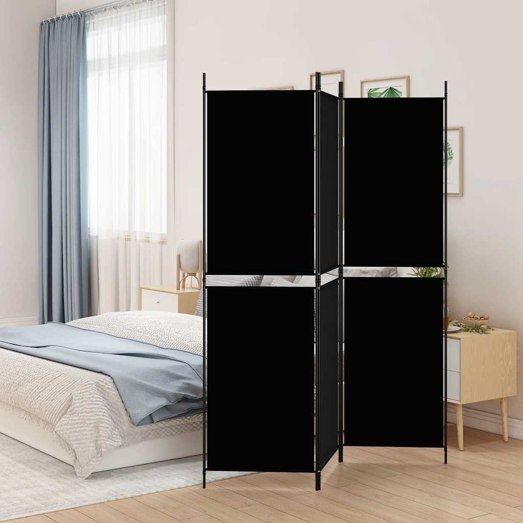 Divisorio a 3 Pannelli Nero 150x180 cm in Tessuto - homemem39