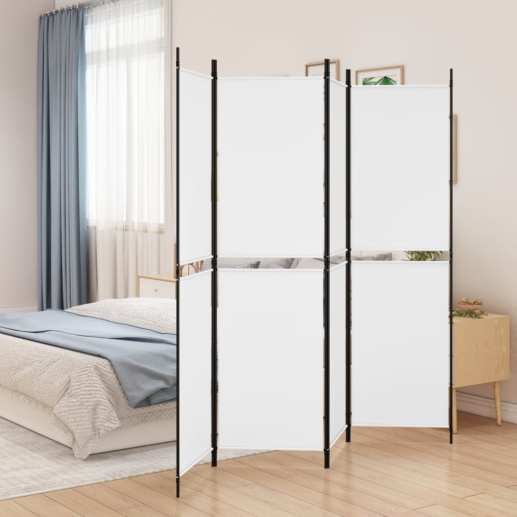 Divisorio a 4 Pannelli Bianco 200x180 cm Tessuto | homemem39