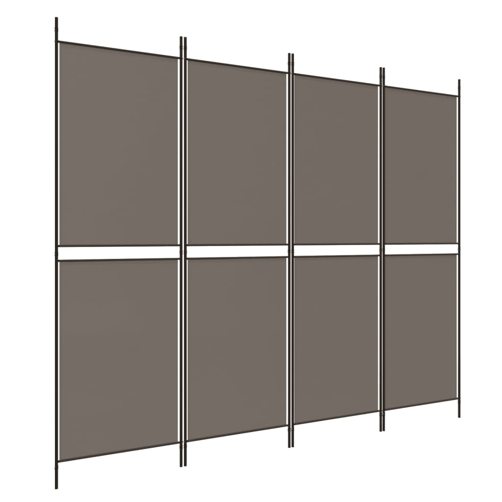 Divisorio a 4 Pannelli Antracite 200x180 cm Tessuto - homemem39