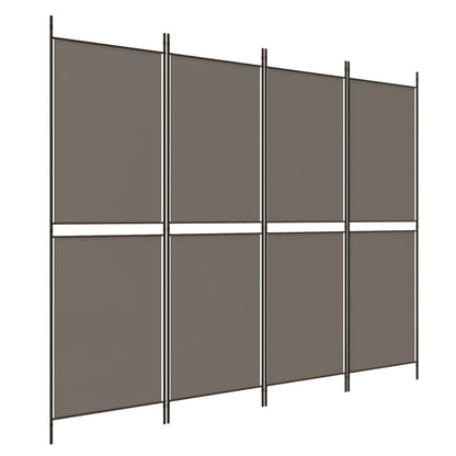 Divisorio a 4 Pannelli Antracite 200x180 cm Tessuto - homemem39