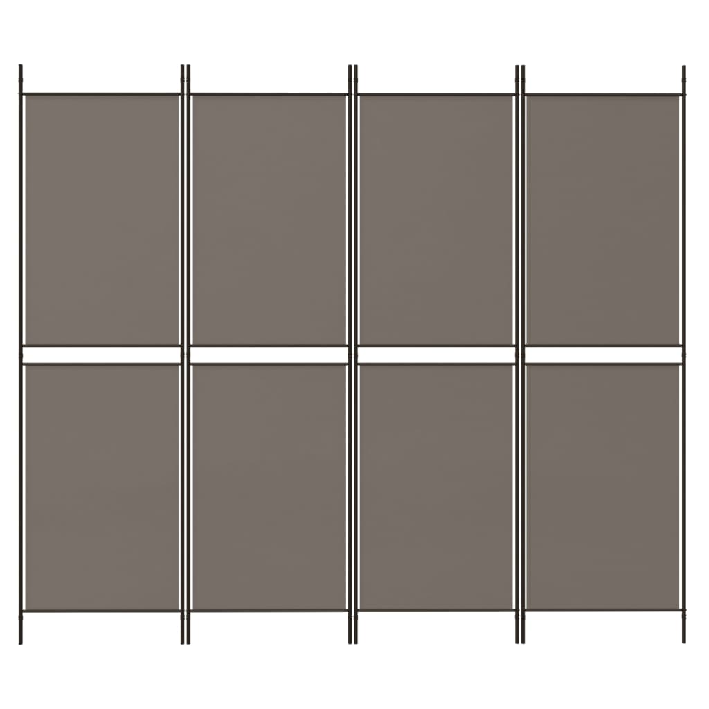 Divisorio a 4 Pannelli Antracite 200x180 cm Tessuto - homemem39