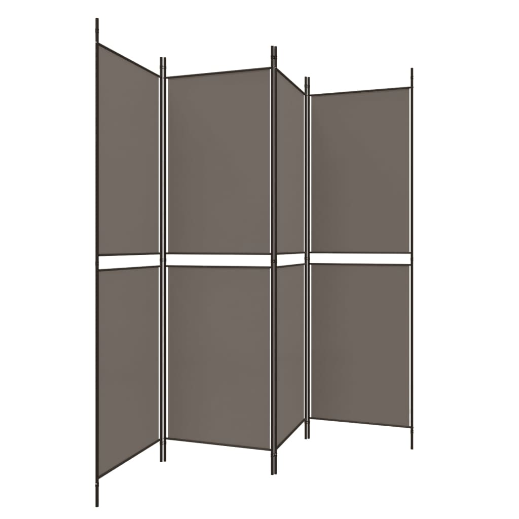 Divisorio a 4 Pannelli Antracite 200x180 cm Tessuto - homemem39