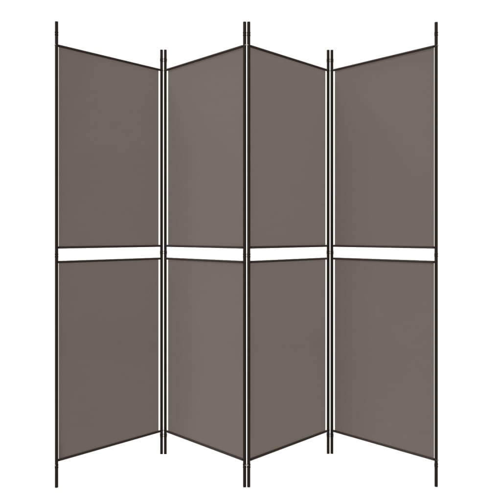 Divisorio a 4 Pannelli Antracite 200x180 cm Tessuto - homemem39