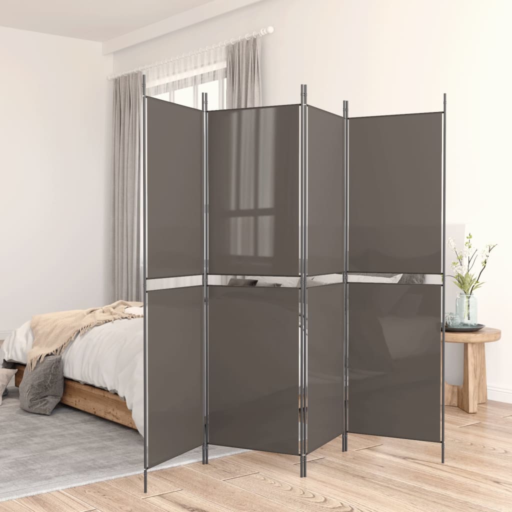 Divisorio a 4 Pannelli Antracite 200x180 cm Tessuto - homemem39