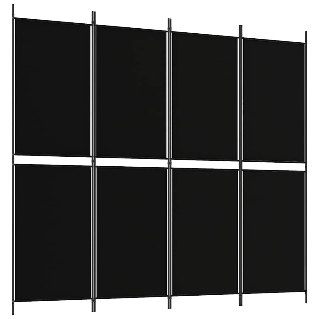 Divisorio a 4 Pannelli Nero 200x180 cm in Tessuto - homemem39