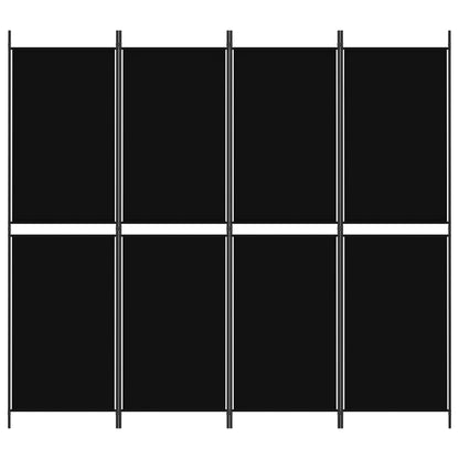 Divisorio a 4 Pannelli Nero 200x180 cm in Tessuto