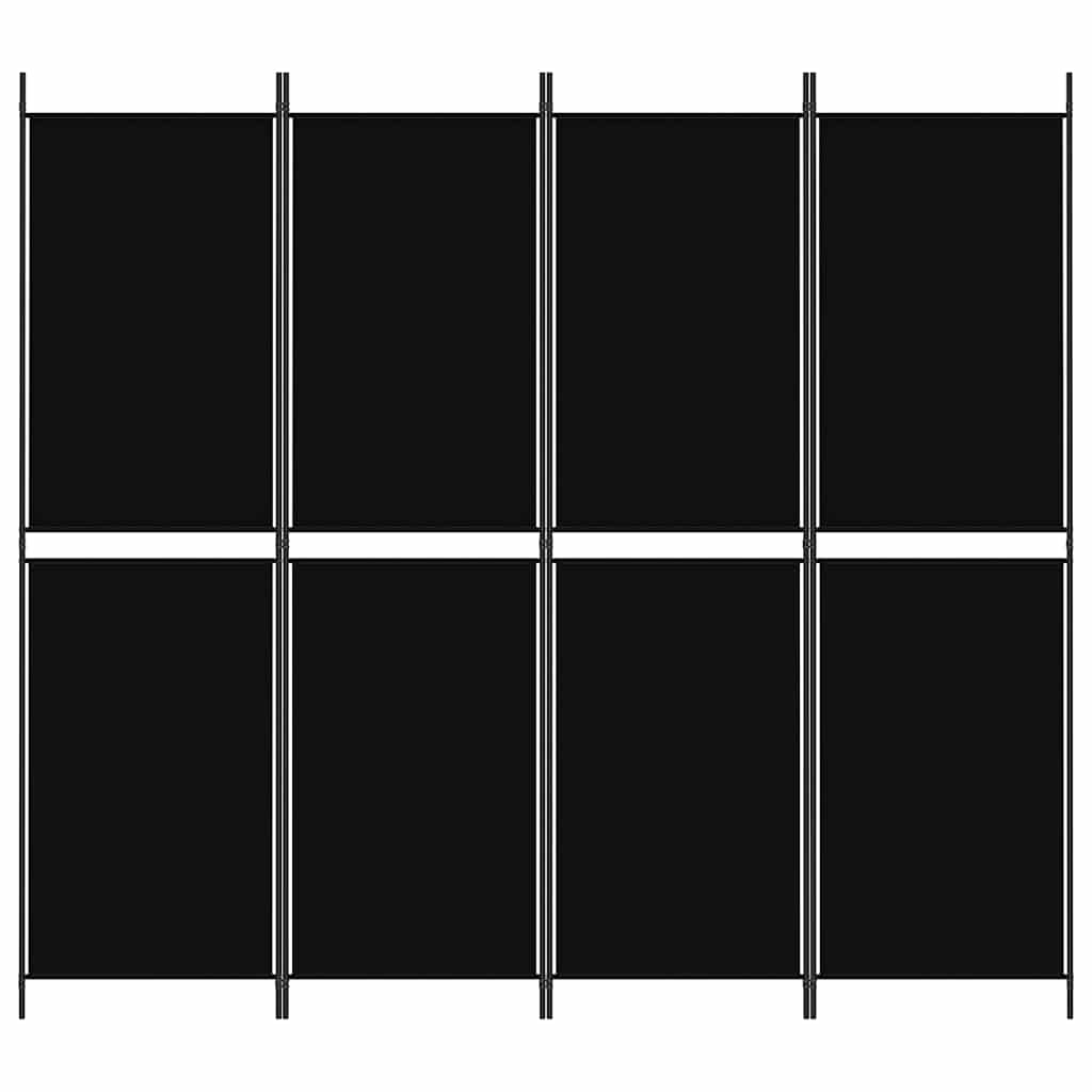 Divisorio a 4 Pannelli Nero 200x180 cm in Tessuto - homemem39