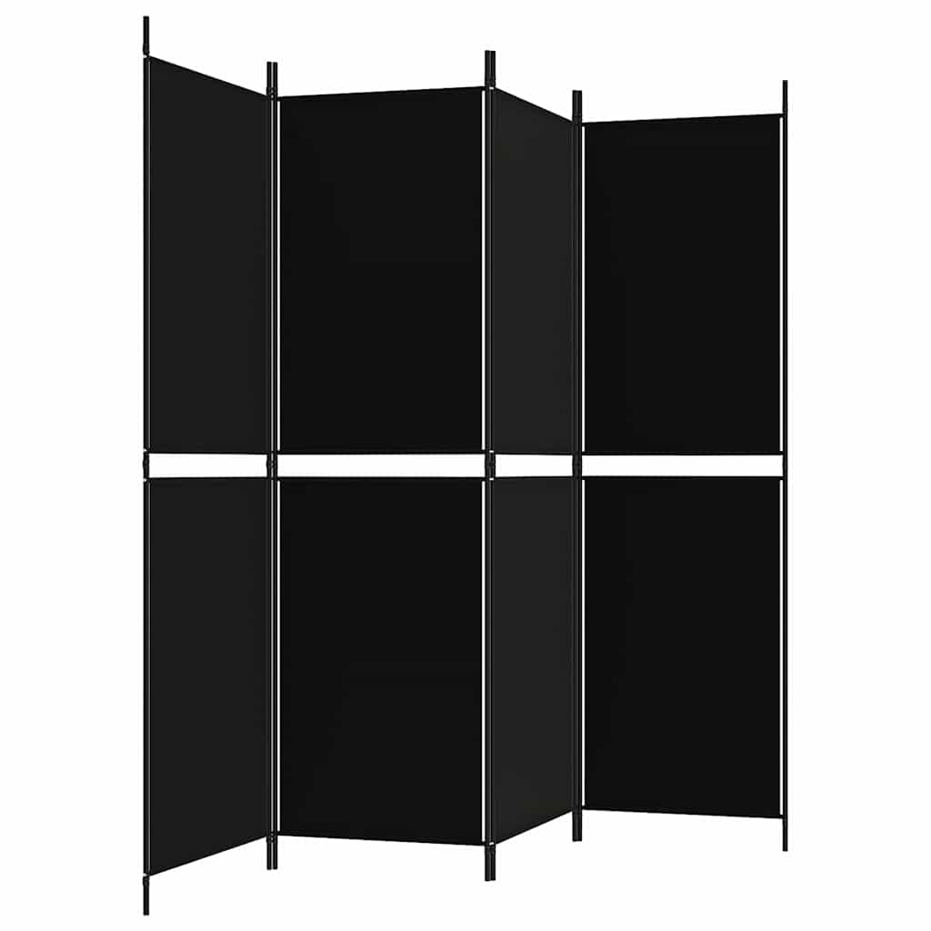 Divisorio a 4 Pannelli Nero 200x180 cm in Tessuto - homemem39