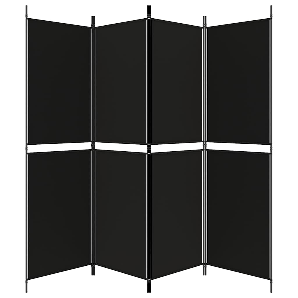 Divisorio a 4 Pannelli Nero 200x180 cm in Tessuto - homemem39