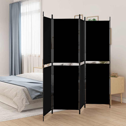 Divisorio a 4 Pannelli Nero 200x180 cm in Tessuto - homemem39