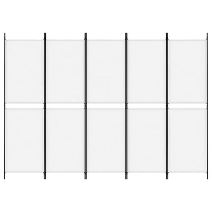 Divisorio a 5 Pannelli Bianco 250x180 cm Tessuto