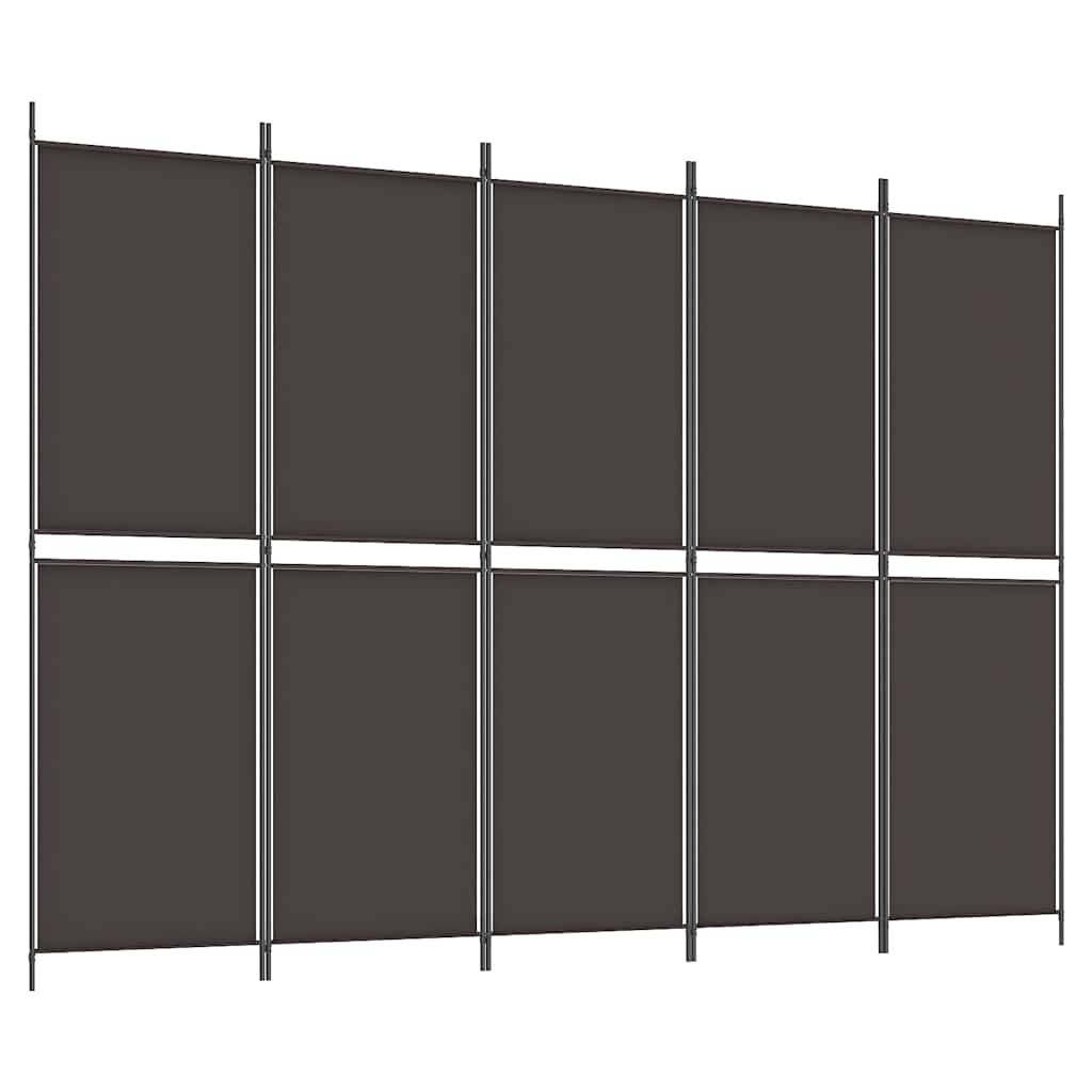 Divisorio a 5 Pannelli Marrone 250x180 cm in Tessuto | homemem39