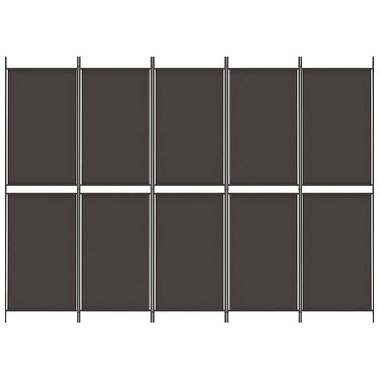 Divisorio a 5 Pannelli Marrone 250x180 cm in Tessuto | homemem39