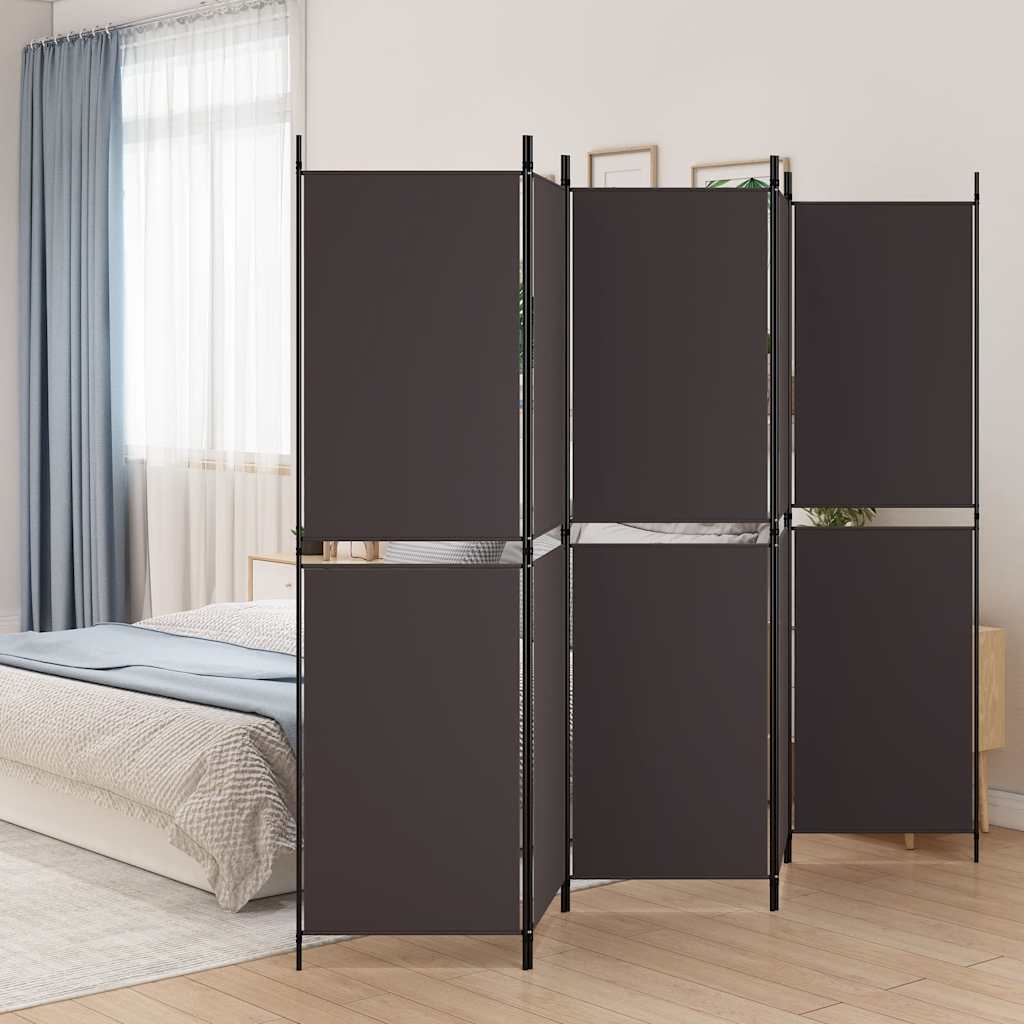 Divisorio a 5 Pannelli Marrone 250x180 cm in Tessuto | homemem39