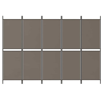 Divisorio a 5 Pannelli Antracite 250x180 cm Tessuto
