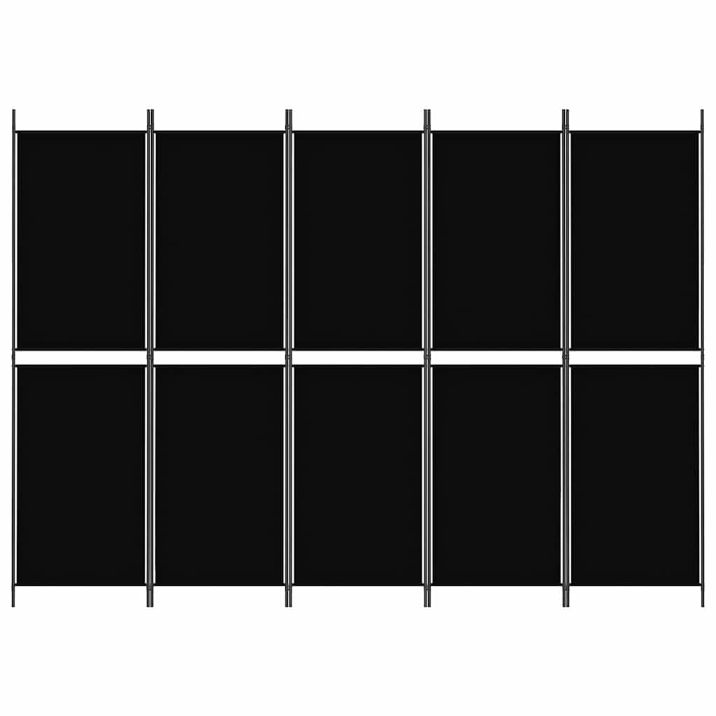 Divisorio a 5 Pannelli Nero 250x180 cm in Tessuto