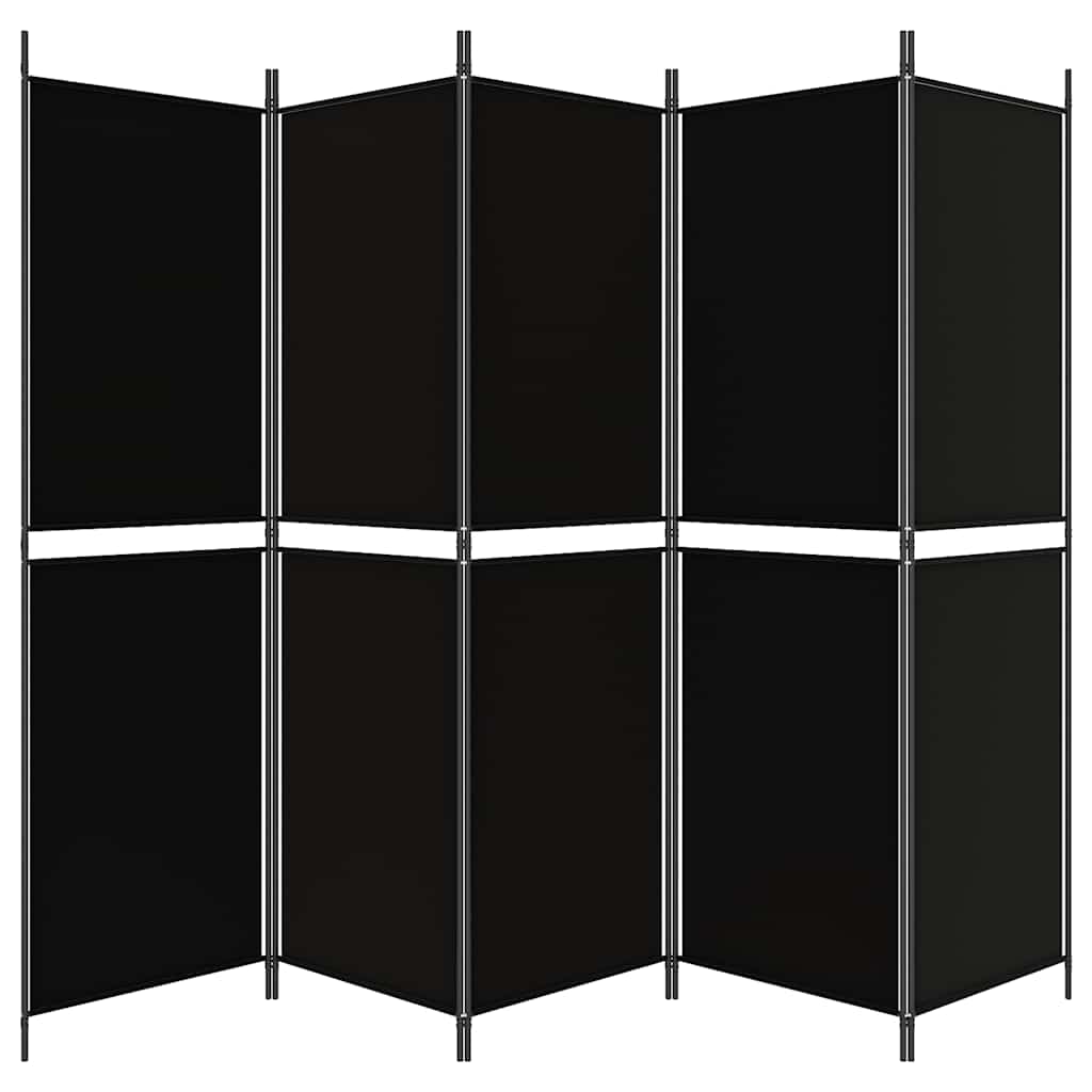 Divisorio a 5 Pannelli Nero 250x180 cm in Tessuto