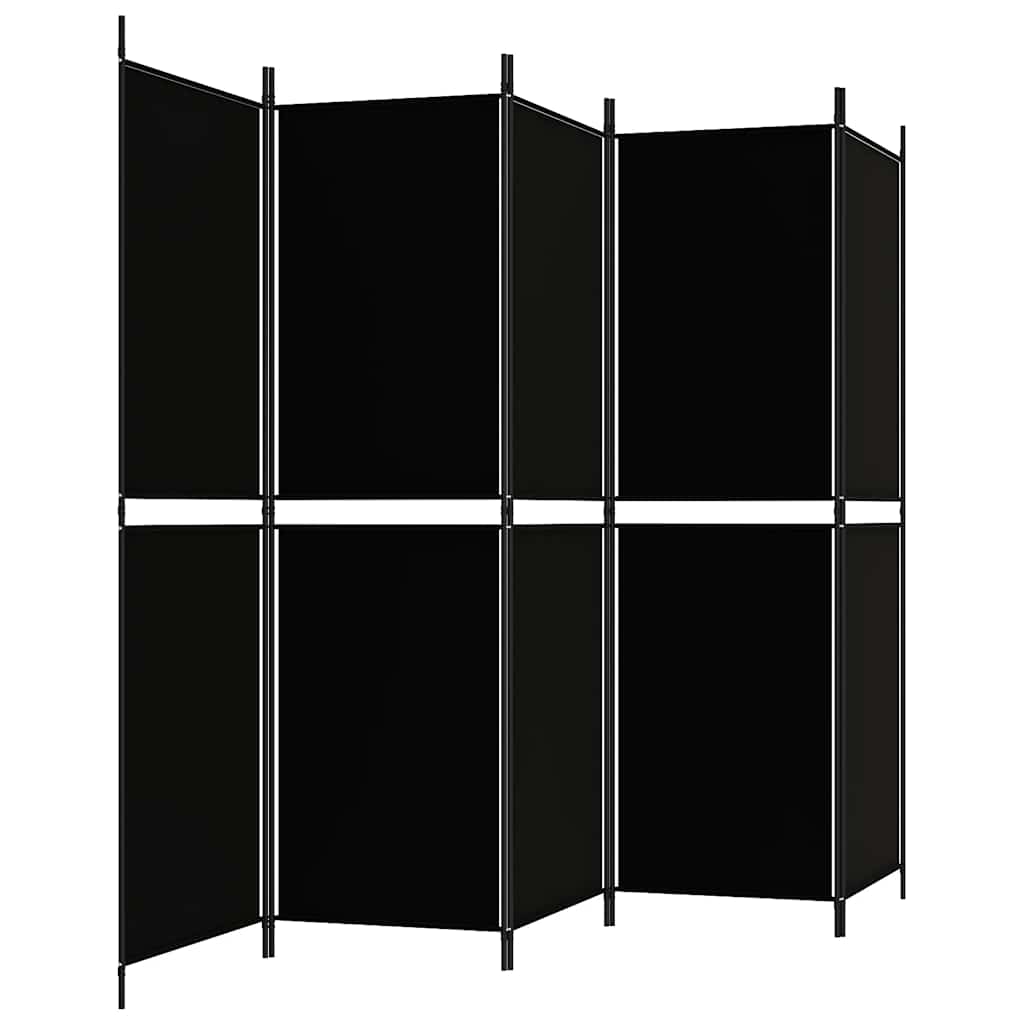 Divisorio a 5 Pannelli Nero 250x180 cm in Tessuto