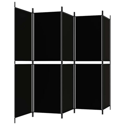 Divisorio a 5 Pannelli Nero 250x180 cm in Tessuto