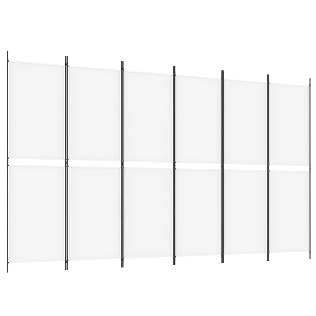 Divisorio a 6 Pannelli Bianco 300 x 180 cm Tessuto - homemem39