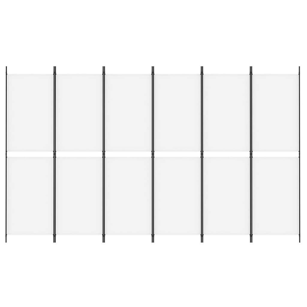 Divisorio a 6 Pannelli Bianco 300 x 180 cm Tessuto - homemem39