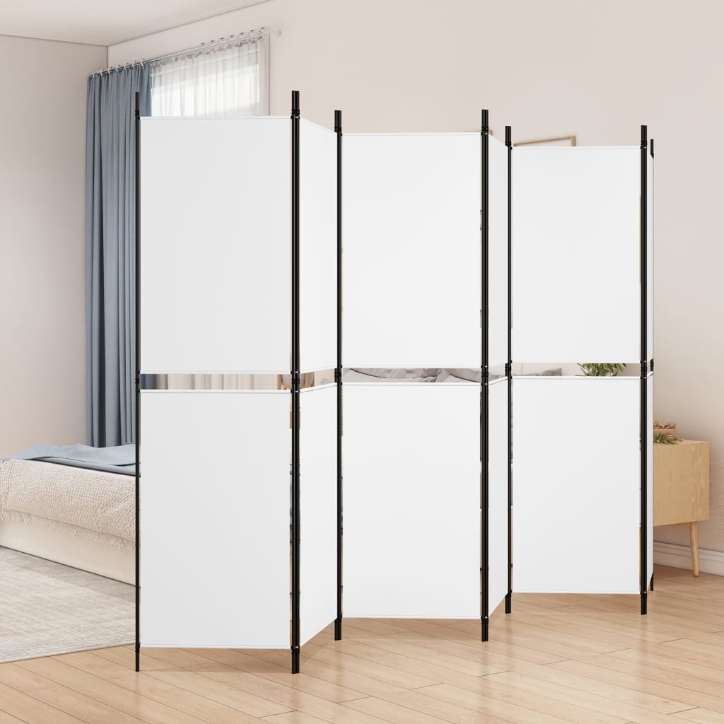 Divisorio a 6 Pannelli Bianco 300 x 180 cm Tessuto - homemem39