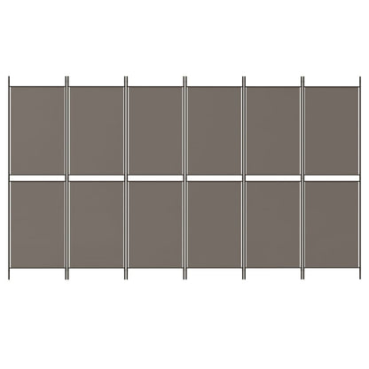Divisorio a 6 Pannelli Antracite 300 x 180 cm Tessuto