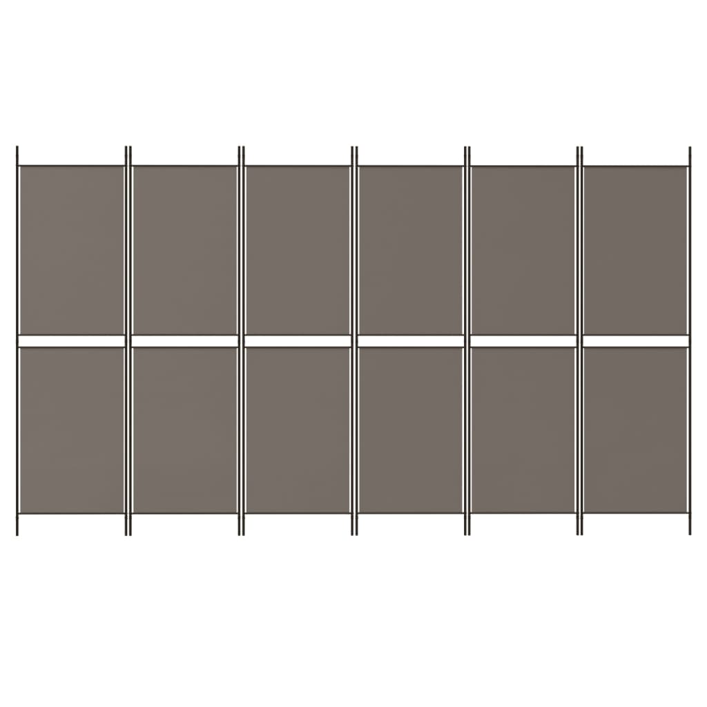 Divisorio a 6 Pannelli Antracite 300 x 180 cm Tessuto - homemem39