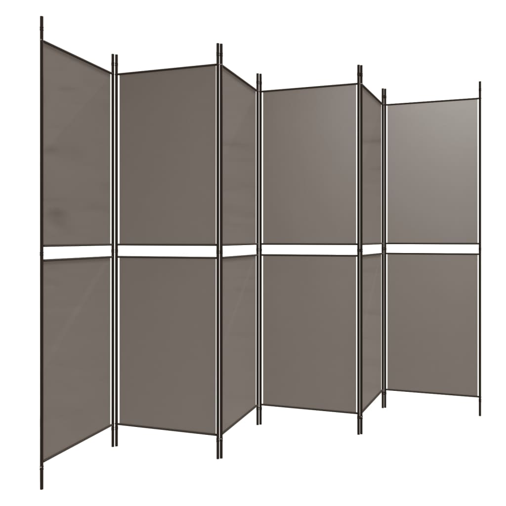 Divisorio a 6 Pannelli Antracite 300 x 180 cm Tessuto - homemem39