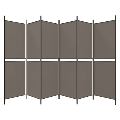 Divisorio a 6 Pannelli Antracite 300 x 180 cm Tessuto