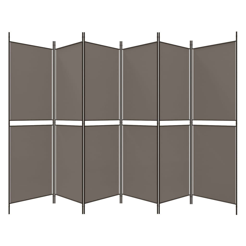 Divisorio a 6 Pannelli Antracite 300 x 180 cm Tessuto - homemem39