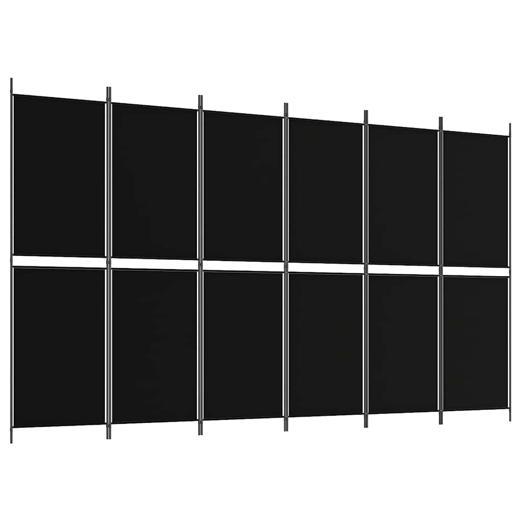 Divisorio a 6 Pannelli Nero 300 x 180 cm in Tessuto - homemem39