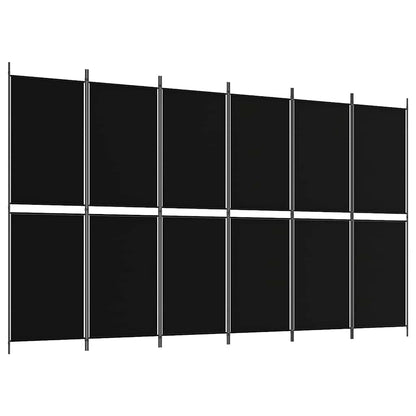 Divisorio a 6 Pannelli Nero 300 x 180 cm in Tessuto - homemem39