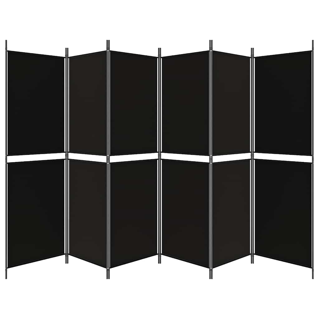 Divisorio a 6 Pannelli Nero 300 x 180 cm in Tessuto - homemem39