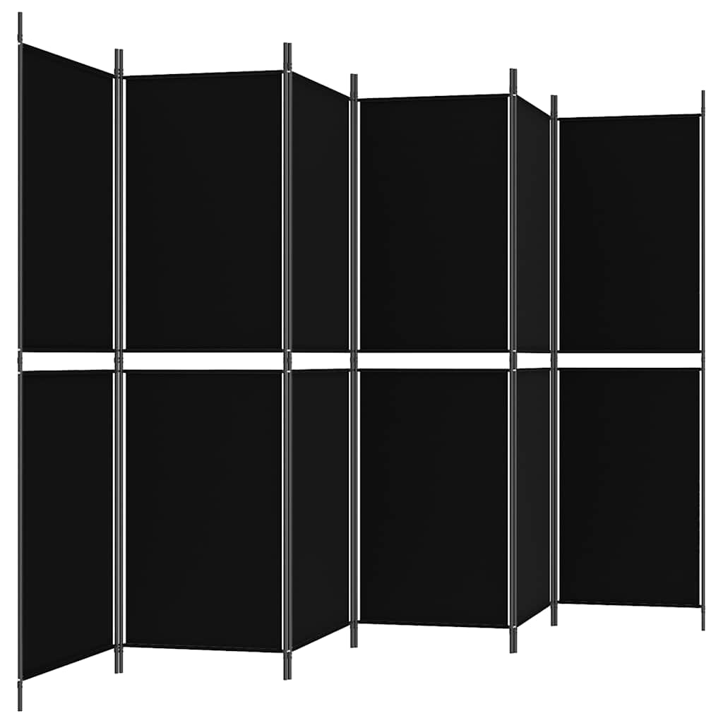 Divisorio a 6 Pannelli Nero 300 x 180 cm in Tessuto - homemem39
