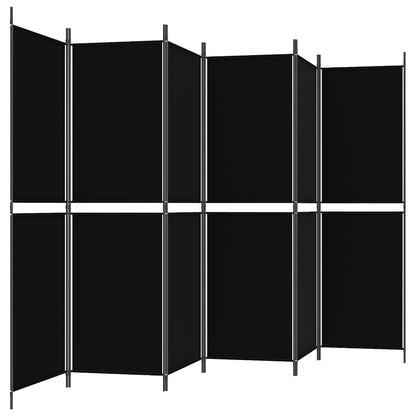 Divisorio a 6 Pannelli Nero 300 x 180 cm in Tessuto - homemem39