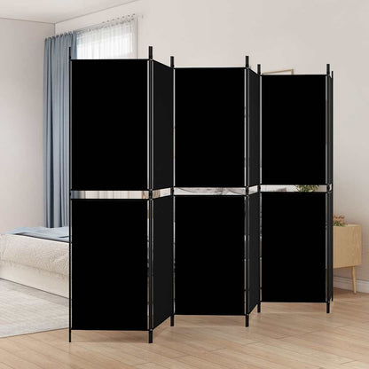Divisorio a 6 Pannelli Nero 300 x 180 cm in Tessuto - homemem39