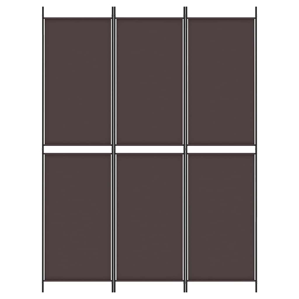Divisorio a 3 Pannelli Marrone 150x200 cm in Tessuto