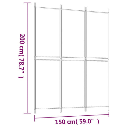 Divisorio a 3 Pannelli Marrone 150x200 cm in Tessuto