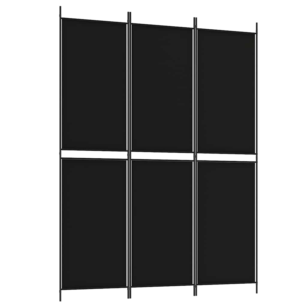 Divisorio a 3 Pannelli Nero 150x200 cm in Tessuto - homemem39