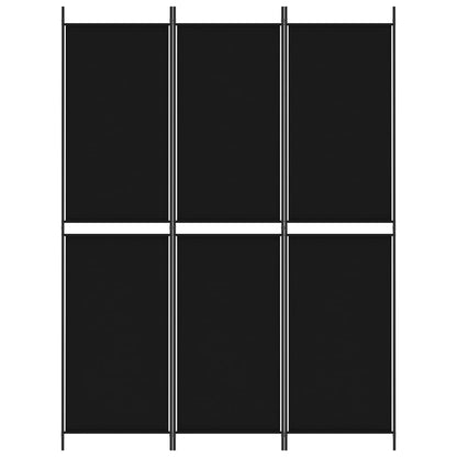 Divisorio a 3 Pannelli Nero 150x200 cm in Tessuto