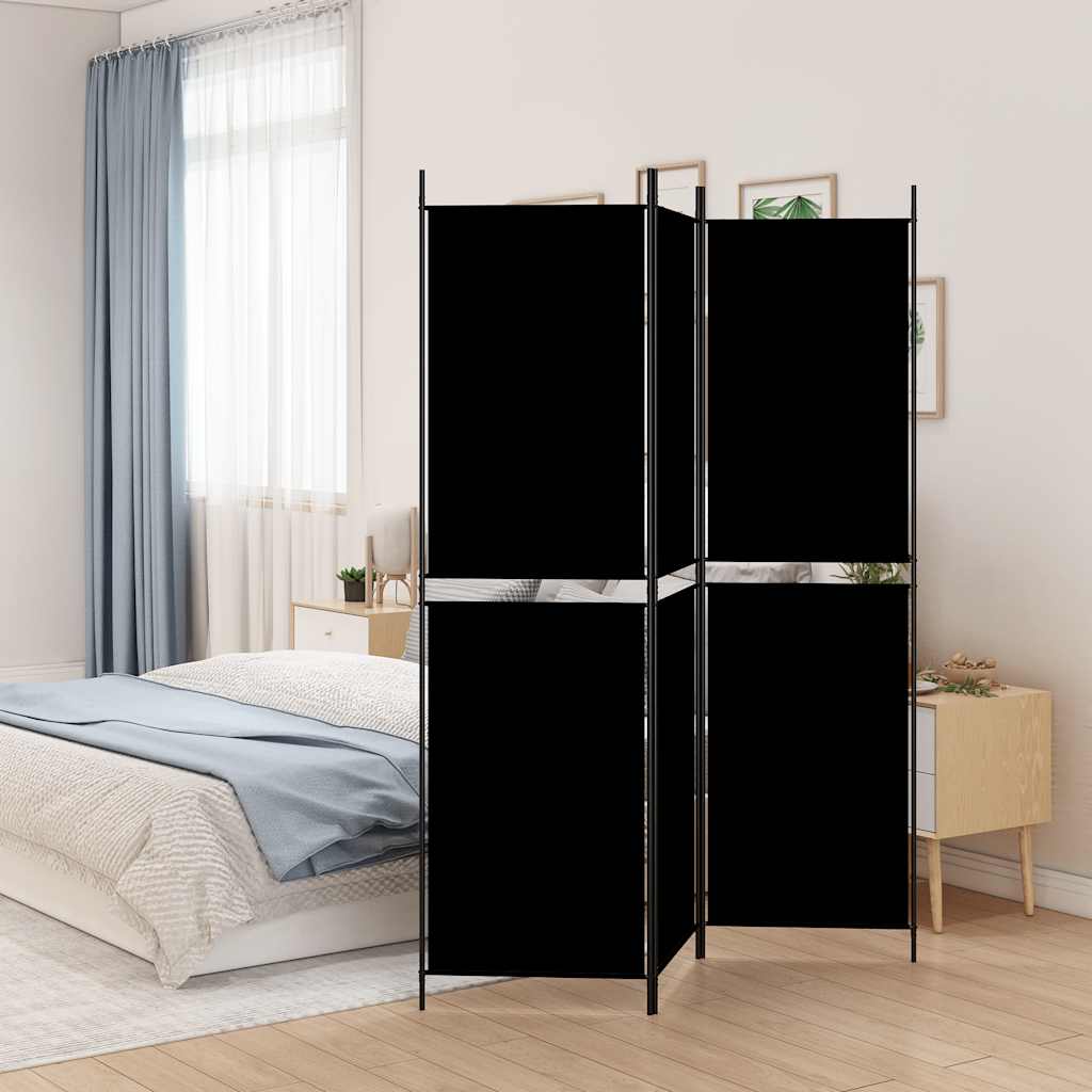 Divisorio a 3 Pannelli Nero 150x200 cm in Tessuto - homemem39