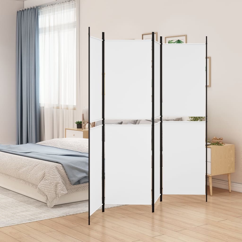 Divisorio a 4 Pannelli Bianco 200x200 cm Tessuto - homemem39