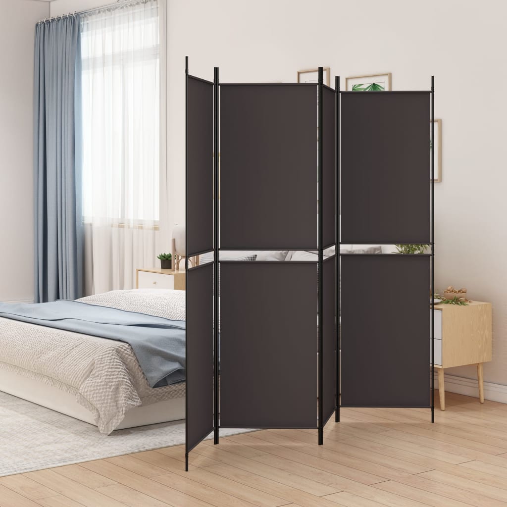 Divisorio a 4 Pannelli Marrone 200x200 cm in Tessuto | homemem39