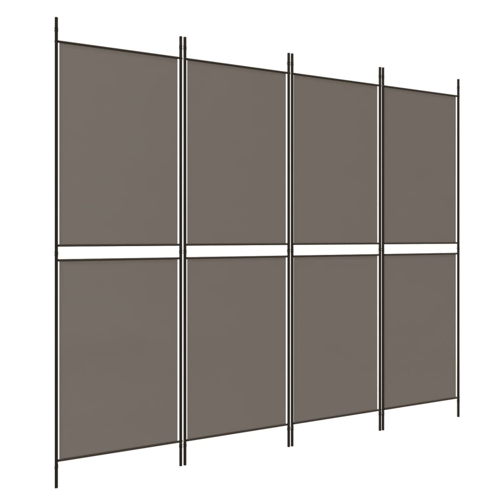 Divisorio a 4 Pannelli Antracite 200x200 cm Tessuto - homemem39