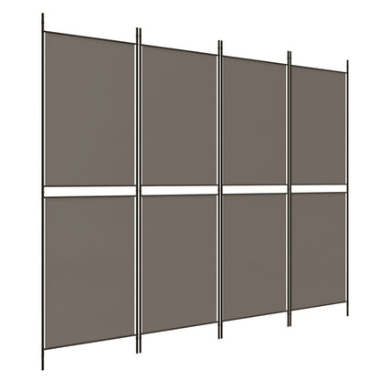Divisorio a 4 Pannelli Antracite 200x200 cm Tessuto - homemem39